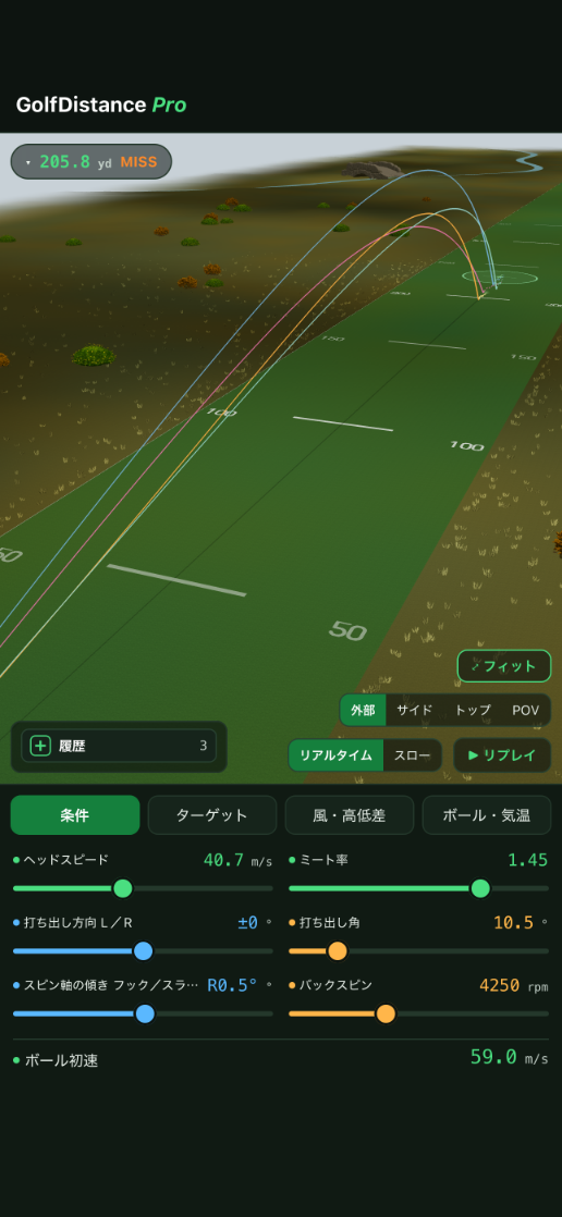 3D overhead view with overlapping trajectories from different conditions